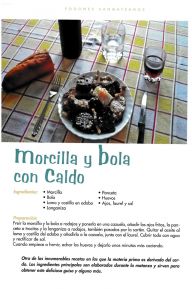 Morcilla y bola con caldo con tomate de San Mateo de Gállego